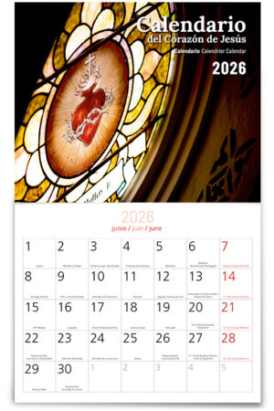 Calendario 2026 con faldillas del Corazón de Jesús